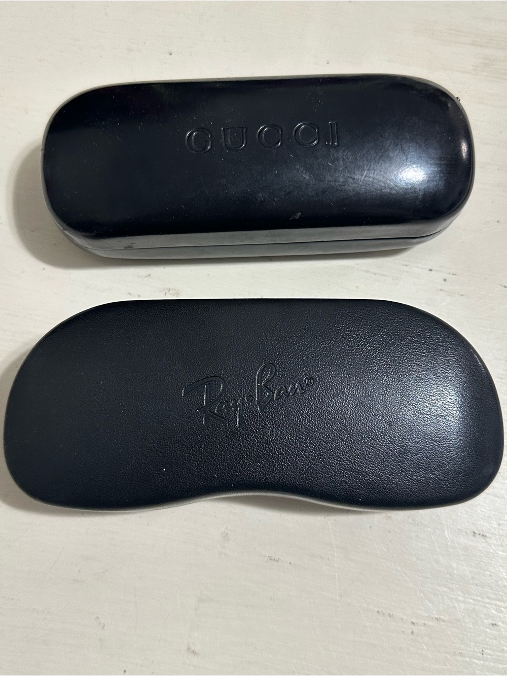 Gucci and Ray-Ban Black Sunglasses Cases - Set of 2